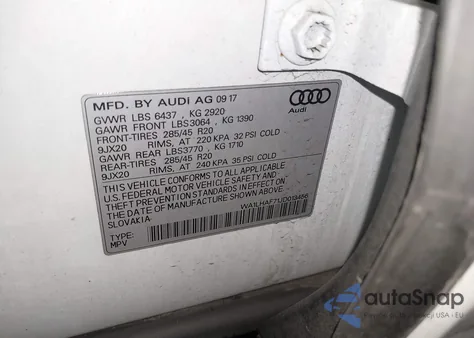 2018 Audi Q7 2.0T Premium from USA, damaged, VIN WA1LHAF71JD013456